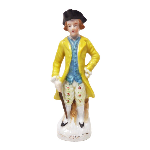 Vintage Occupied Japan Porcelain Figurine Colonial Man Long Coat Hand Painted - Picture 1 of 9